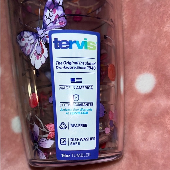 Tervis Watercolor Brand Purple Butterfly Insulated Tumbler 16 oz NWT - Picture 2 of 8